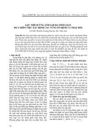 Giáo trình Lọc thích ứng ảnh SAR đa thời gian dựa trên việc xác định các vùng ổn định và thay đổi - Lê Thu Trang