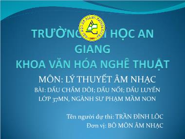 Giáo trình Lý thuyết âm nhạc - Trần Đình Lộc