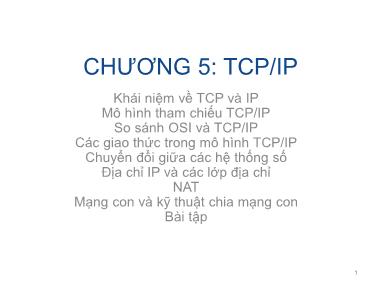 Giáo trình Mạng máy tính - Chương 5: TCP/IP