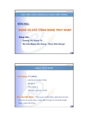 Giáo trình Mạng và các công nghệ truy nhập - Dương Thị Thanh Tú