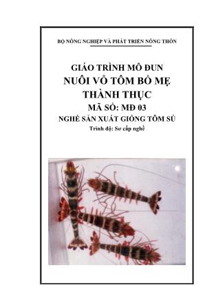 Giáo trình Mô đun nuôi vỗ tôm bố mẹ thành thục