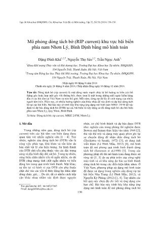 Giáo trình Mô phỏng dòng tách bờ (RIP current) khu vực bãi biển phía nam Nhơn Lý, Bình Định bằng mô hình toán- Đặng Đình Khá