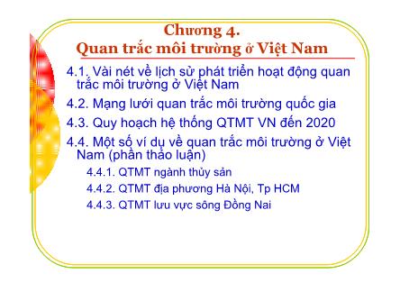 Giáo trình Môi trường và con người - Chương 4: Quan trắc môi trường ở Việt Nam