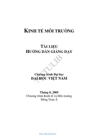 Giáo trình môn Kinh tế môi trường