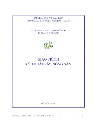 Giáo trình môn Kỹ thuật sấy nông sản