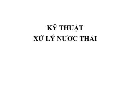 Giáo trình môn Kỹ thuật xử lý nước thải