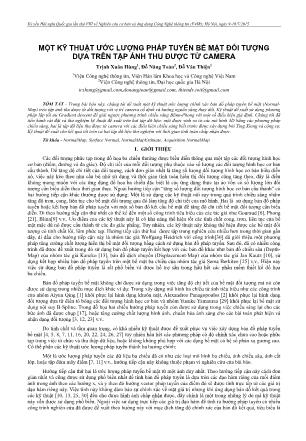 Giáo trình Một kỹ thuật ước lượng pháp tuyến bề mặt đối tượng dựa trên tập ảnh thu được từ camera - Trịnh Xuân Hùng