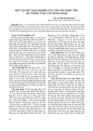 Giáo trình Một số kết quả nghiên cứu tìm giải pháp tiêu hệ thống thủy lợi Sông Nhuệ - Lê Thị Thanh Thủy