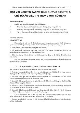 Giáo trình Một vài nguyên tắc về dinh dưỡng điều trị & chế độ ăn điều trị trong một số bệnh-Y3
