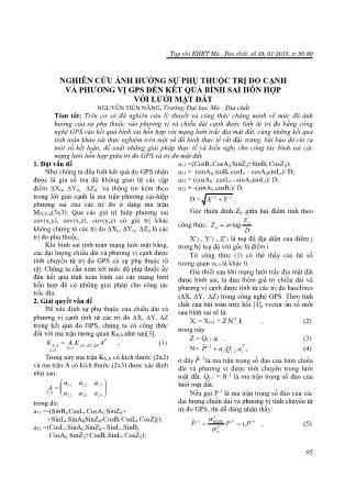 Giáo trình Nghiên cứu ảnh hưởng sự phụ thuộc trị đo cạnh và phương vị GPS đến kết quả bình sai hỗn hợp với lưới mặt đất