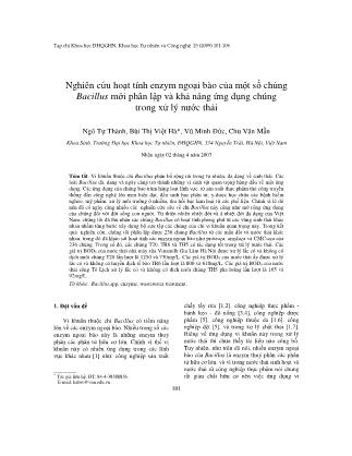 Giáo trình Nghiên cứu hoạt tính enzym ngoại bào của một số chủng Bacillus mới phân lập và khả năng ứng dụng chúng trong xử lý nước thải