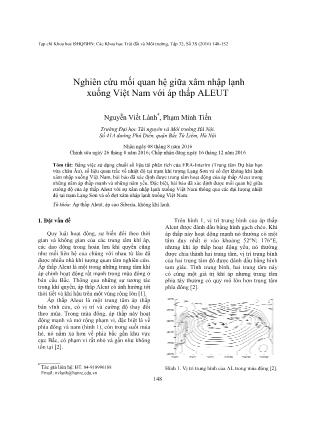 Giáo trình Nghiên cứu mối quan hệ giữa xâm nhập lạnh xuống Việt Nam với áp thấp ALEUT - Nguyễn Việt Lành