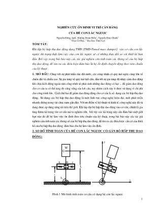 Giáo trình Nghiên cứu ổn định vị trí cân bằng của hệ con lắc ngược - Nguyễn Đông Anh