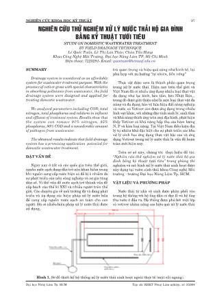 Giáo trình Nghiên cứu thử nghiệm xử lý nước thải hộ gia đình bằng kĩ thuật tưới tiêu