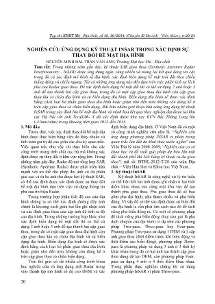 Giáo trình Nghiên cứu ứng dụng kỹ thuật insar trong xác định sự thay đổi bề mặt địa hình - Nguyễn Minh Hải