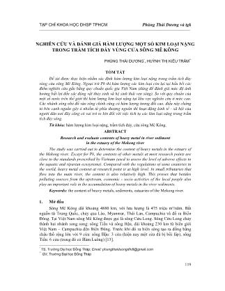 Giáo trình Nghiên cứu và đánh giá hàm lượng một số kim loại nặng trong trầm tích đáy vùng cửa sông Mê Kông - Phùng Thái Dương