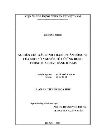 Giáo trình Nghiên cứu xác định thành phần đồng vị của một số nguyên tố có ứng dụng trong địa chất bằng Icp-Ms - Huỳnh Văn Trung