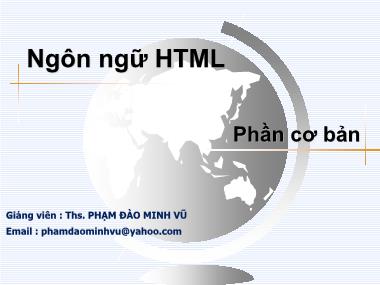 Giáo trình Ngôn ngữ HTML - Chương 2: Phần cơ bản - Phạm Đào Minh Vũ