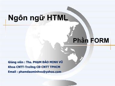 Giáo trình Ngôn ngữ HTML - Chương 3: Phần Form - Phạm Đào Minh Vũ