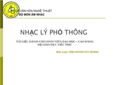 Giáo trình Nhạc lý phổ thông - Huỳnh Huy Hoàng