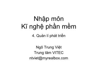 Giáo trình Nhập môn Kĩ nghệ phần mềm - Ngô Trung Việt