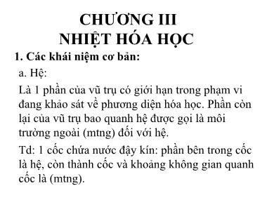 Giáo trình Nhiệt hóa học