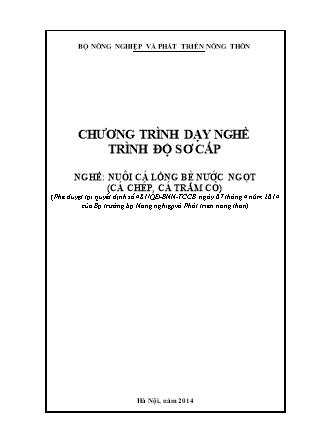 Giáo trình Nuôi cá lồng bè nước ngọt (Cá chép, cá trắm cỏ)