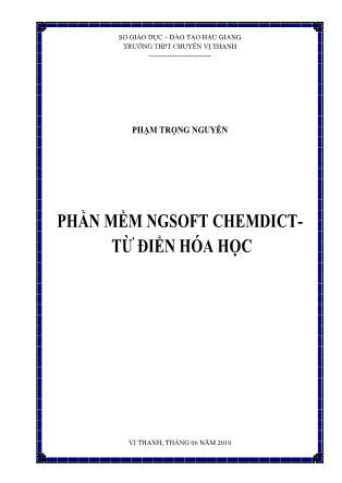 Giáo trình Phần mềm ngsoft chemdict từ điển hóa học