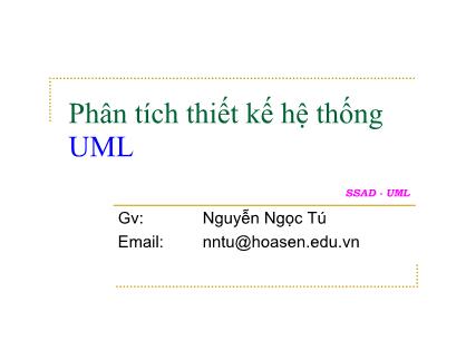 Giáo trình Phân tích thiết kế hệ thống UML - Nguyễn Ngọc Tú