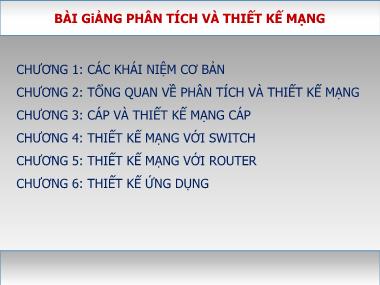 Giáo trình Phân tích và thiết kế mạng