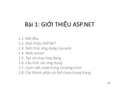 Giáo trình Phát triển Web nâng cao - Bài 1: Giới thiệu ASP.NET