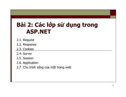 Giáo trình Phát triển Web nâng cao - Bài 2: Các lớp sử dụng trong ASP.NET