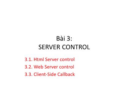 Giáo trình Phát triển Web nâng cao - Bài 3: Server Control