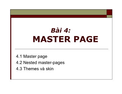 Giáo trình Phát triển Web nâng cao - Bài 4: Master Page