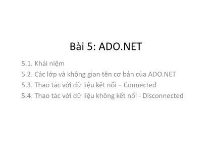 Giáo trình Phát triển Web nâng cao - Bài 5: ADO.NET