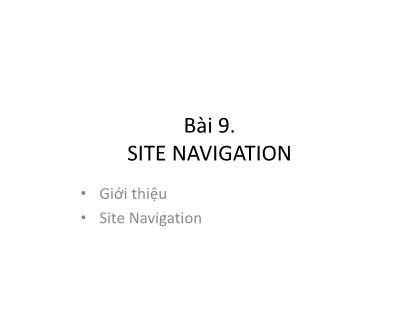 Giáo trình Phát triển Web nâng cao - Bài 9: Site Navigation