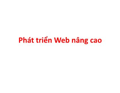 Giáo trình Phát triển Web nâng cao