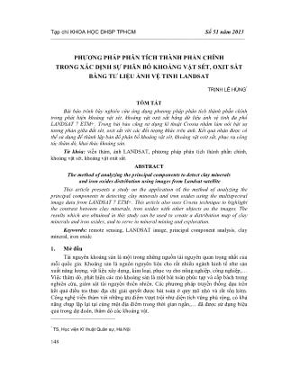 Giáo trình Phương pháp phân tích thành phần chính trong xác định sự phân bố khoáng vật sét, oxit sắt bằng tư liệu ảnh vệ tinh landsat - Trịnh Lê Hùng