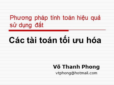 Giáo trình Phương pháp tính toán hiệu quả sử dụng đất - Võ Thanh Phong