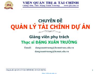 Giáo trình Quản lý tài chính dự án - Đặng Xuân Trường