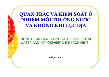 Giáo trình Quan trắc và kiểm soát ô nhiễm môi trường nước và không khí lục địa - Chương 1: Quan trắc môi trường