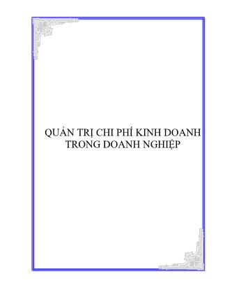 Giáo trình Quản trị chi phí kinh doanh trong doanh nghiệp