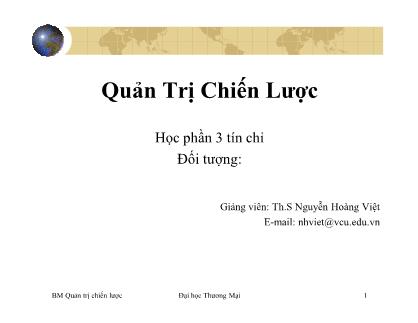 Giáo trình Quản trị chiến lược - Nguyễn Hoàng Việt