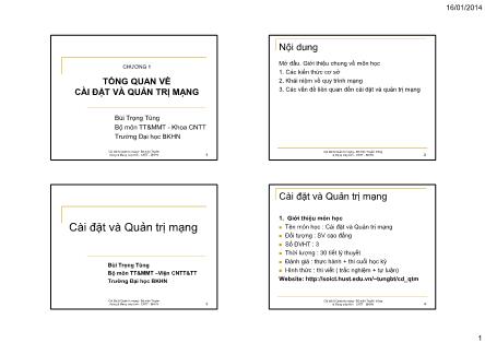 Giáo trình Quản trị Mạng - Chương 1: Tổng quan về cài đặt và quản trị mạng - Bùi Trọng Tùng