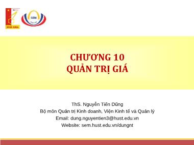 Giáo trình Quản trị Marketing - Chương 10: Quản trị giá - Nguyễn Tiến Dũng