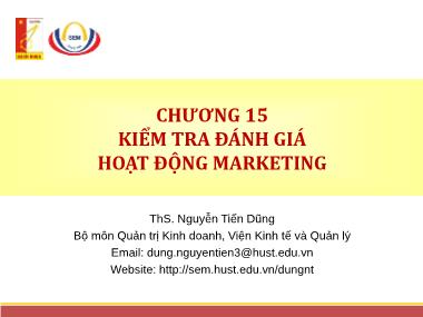 Giáo trình Quản trị Marketing - Chương 15: Kiểm tra đánh giá hoạt động Marketing - Nguyễn Tiến Dũng