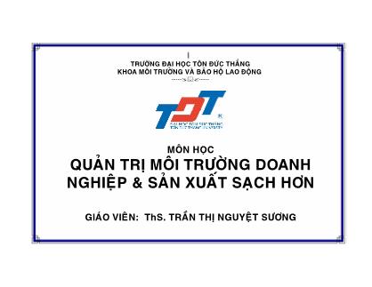 Giáo trình Quản trị môi trường doanh nghiệp và sản xuất sạch hơn - Trần Thị Nguyệt Sương