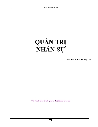 Giáo trình Quản trị nhân sự - Bùi Hoàng Lợi