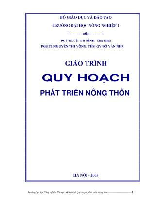 Giáo trình Quy hoạch phát triển nông nghiệp - Vũ Thị Bình