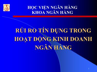 Giáo trình Rủi ro tín dụng trong hoạt động kinh doanh ngân hàng